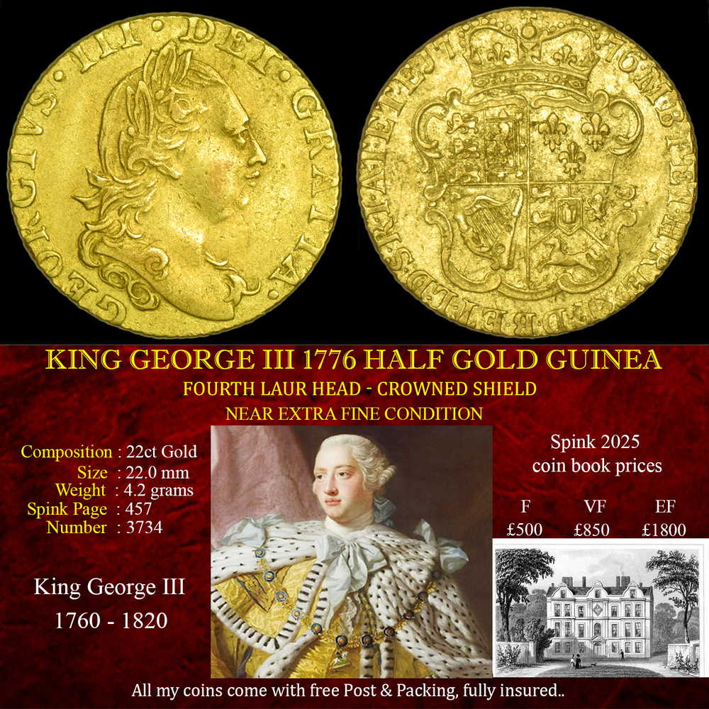 KING GEORGE III 1776 HALF GOLD GUINEA