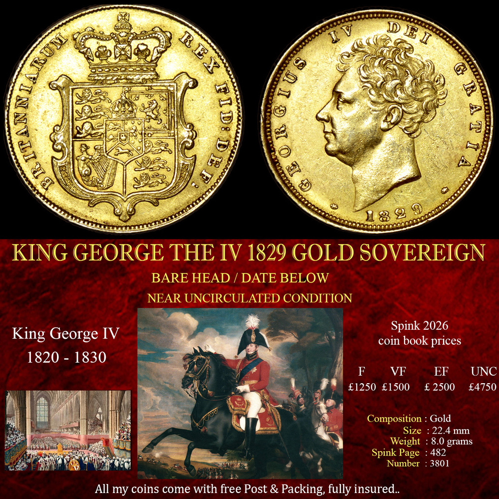 EXCELLENT KING GEORGE THE IV 1829 GOLD SOVEREIGN