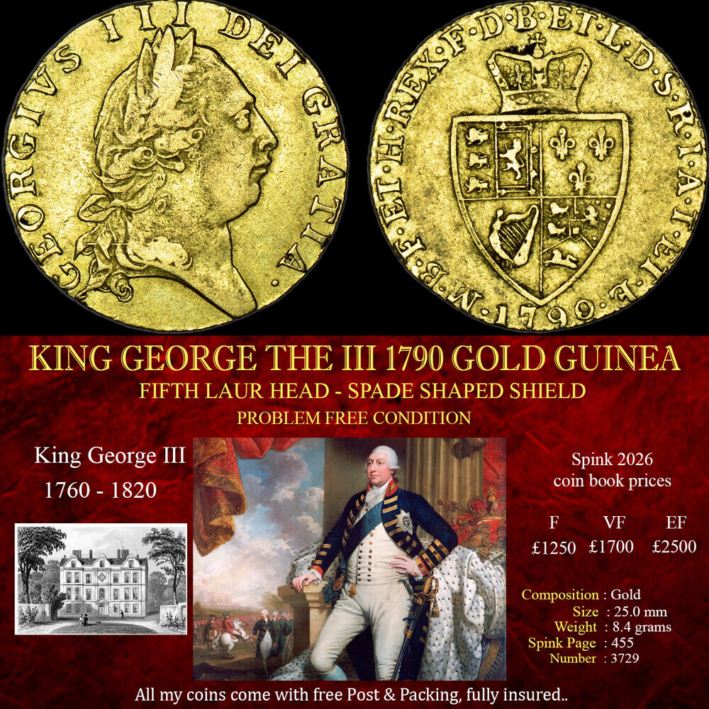 KING GEORGE THE II 1790 GOLD GUINEA