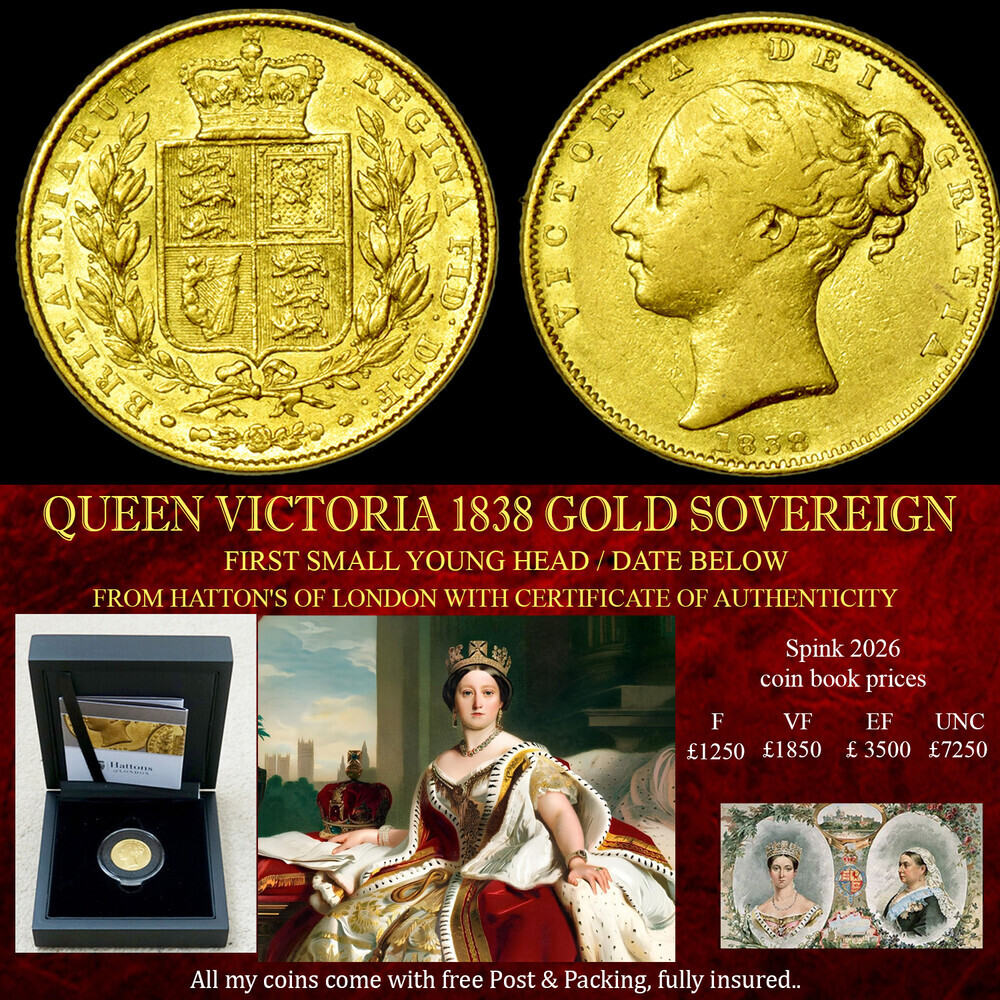 QUEEN VICTORIA 1838 GOLD SOVEREIGN HATTONS