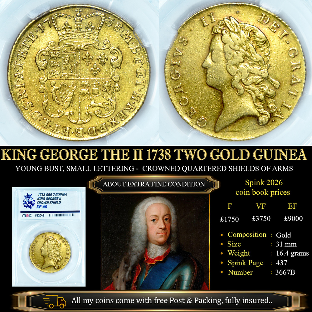George II Gold Two Guineas, 1738