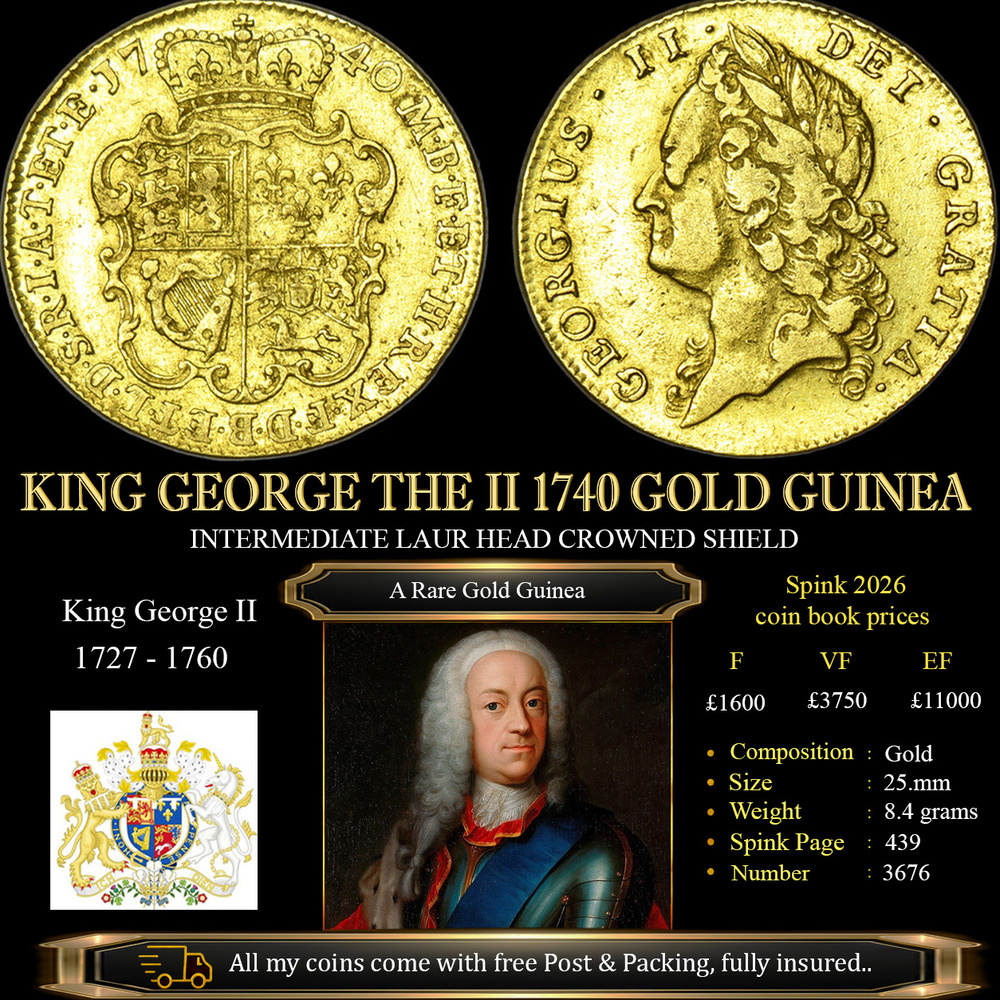 KING GEORGE THE II 1740 GOLD GUINEA