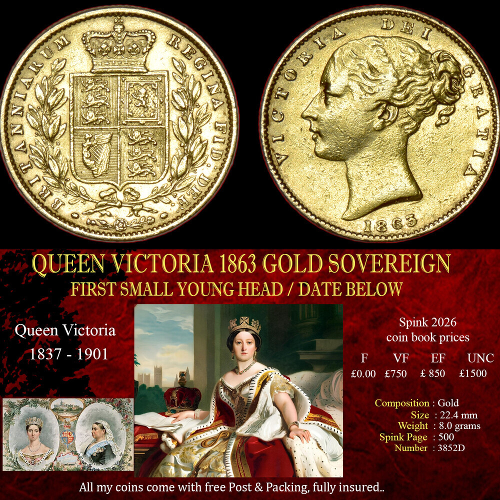 QUEEN VICTORIA 1863 GOLD SOVEREIGN