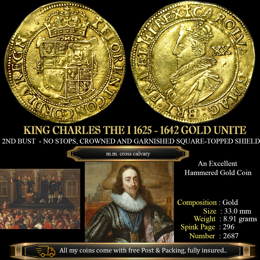 KING CHARLES THE I 1625 - 1642 GOLD UNITE £3950.00