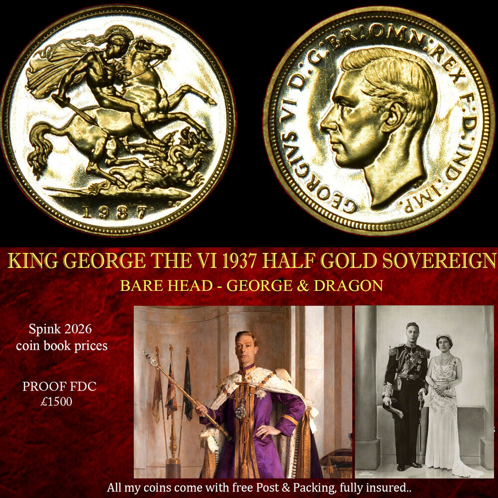 KING GEORGE THE VI 1937 HALF GOLD SOVEREIGN