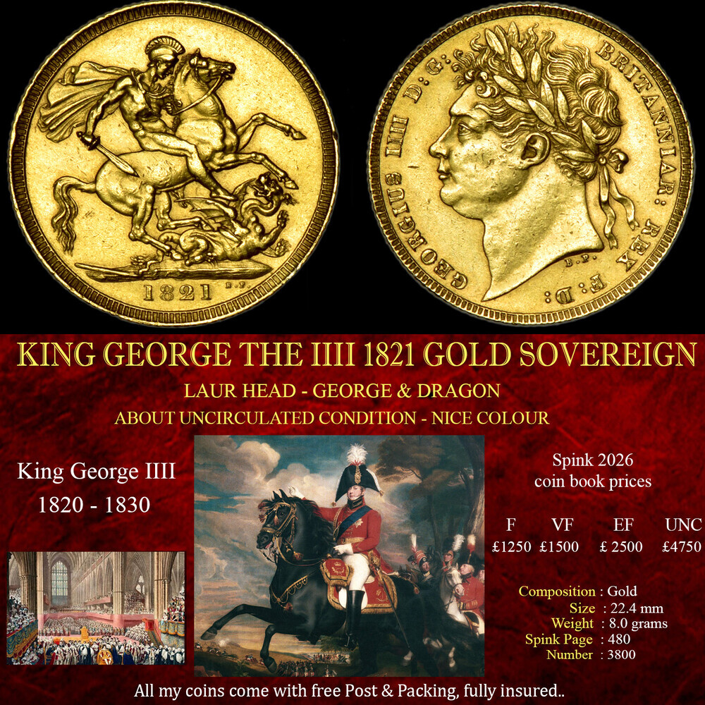 NICE KING GEORGE THE IIII 1821 GOLD SOVEREIGN
