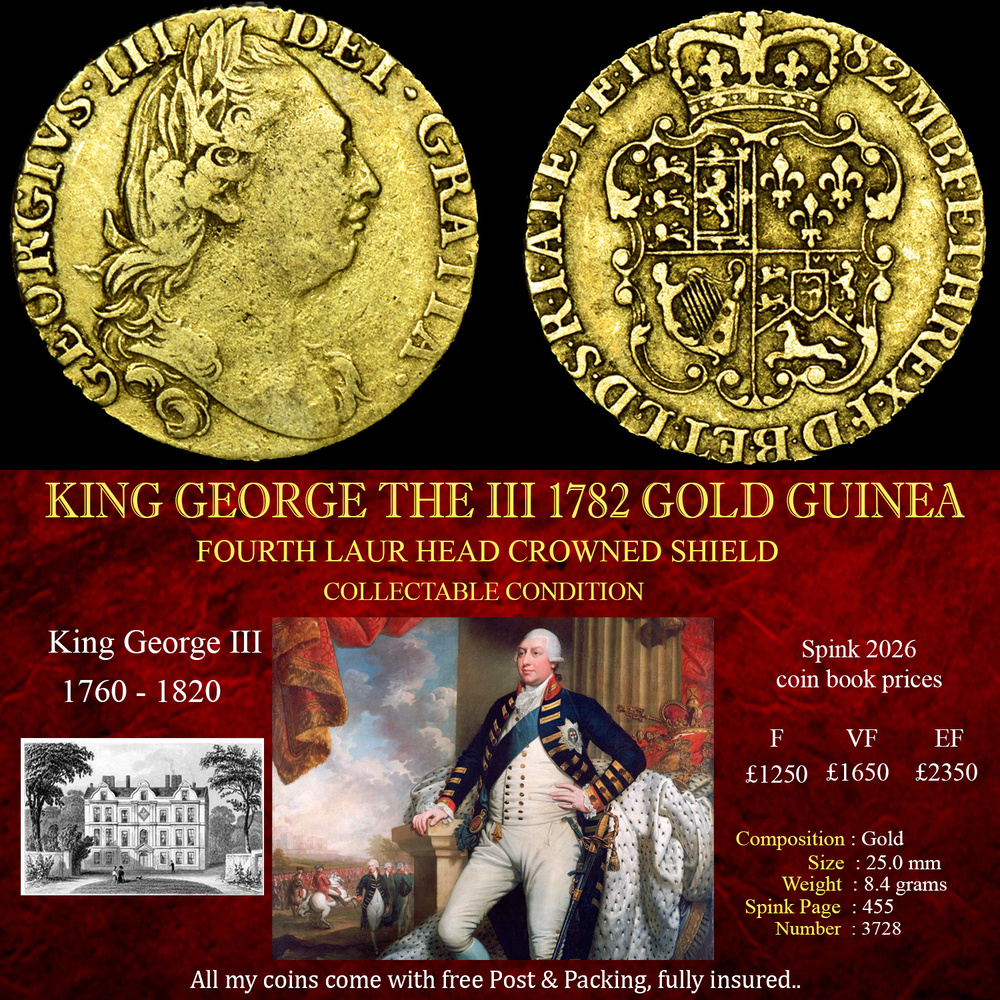 KING GEORGE THE II 1782 GOLD GUINEA