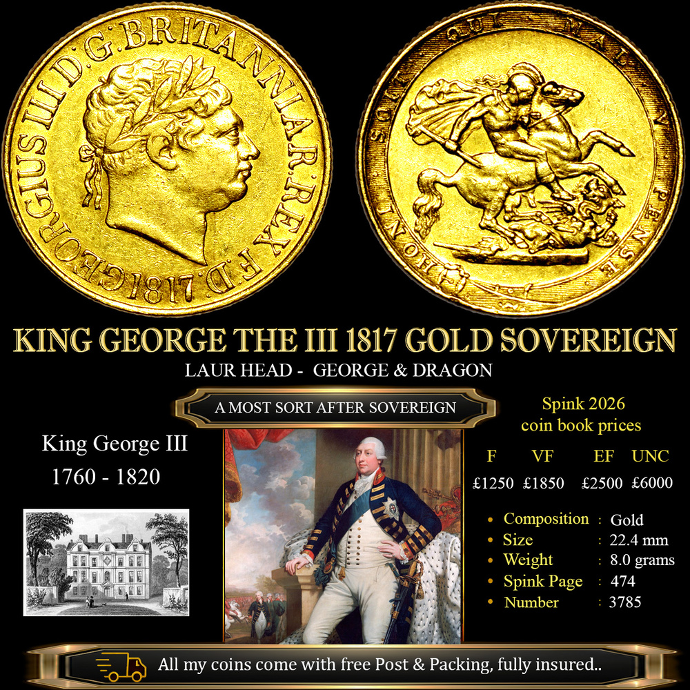 NICE KING GEORGE THE III 1817 GOLD SOVEREIGN