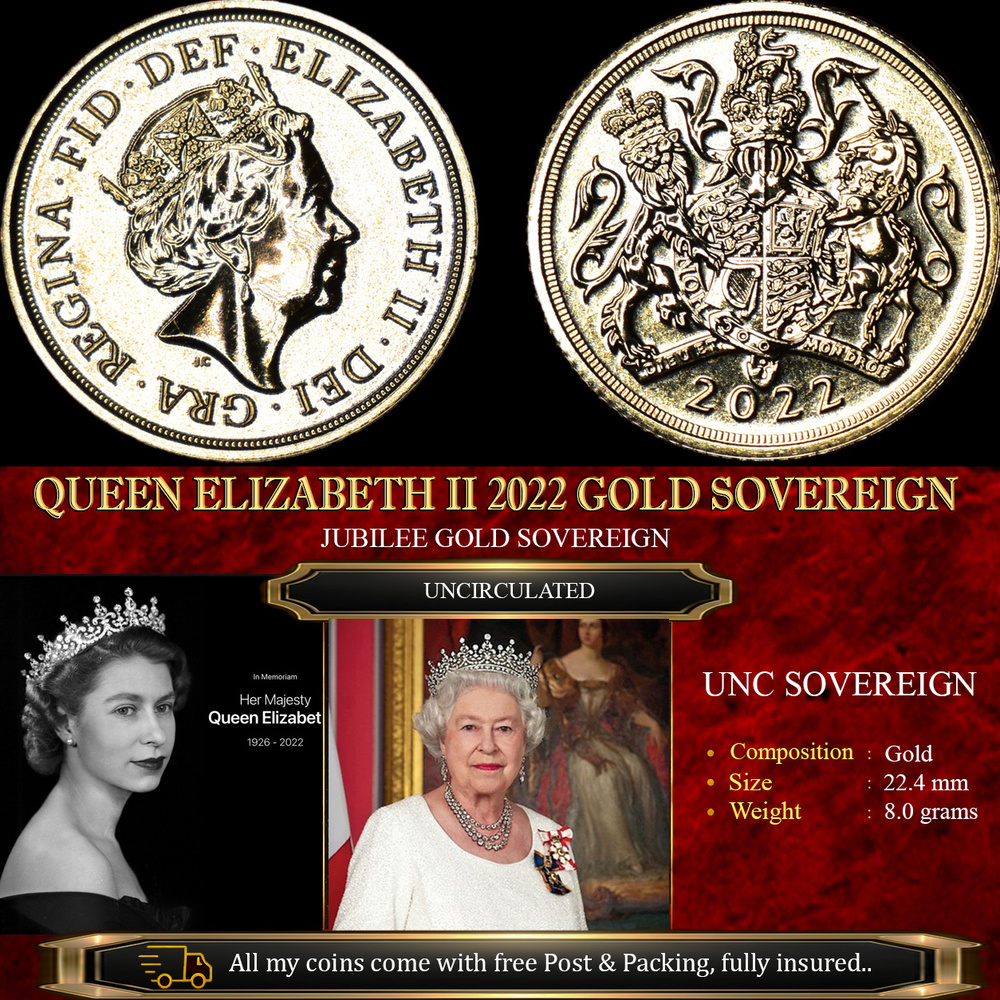 QUEEN ELIZABETH II 2022 GOLD SOVEREIGN