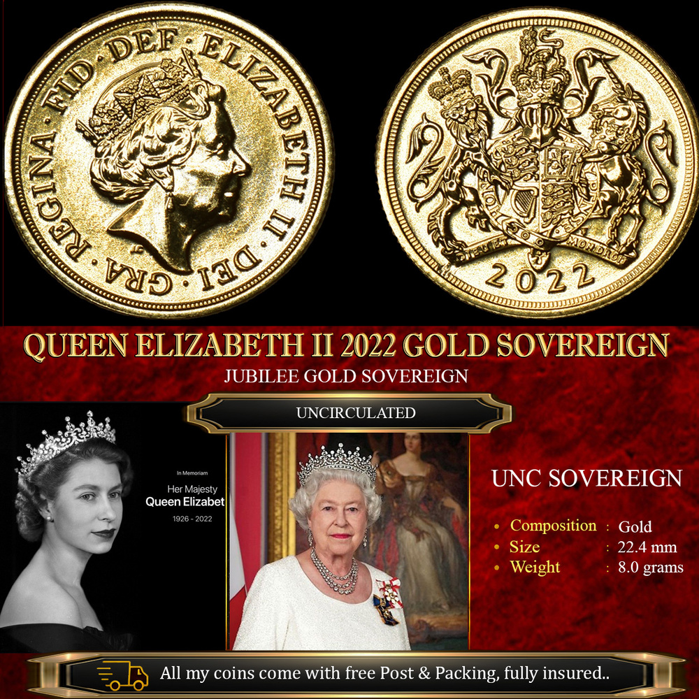 QUEEN ELIZABETH II 2022 GOLD SOVEREIGN