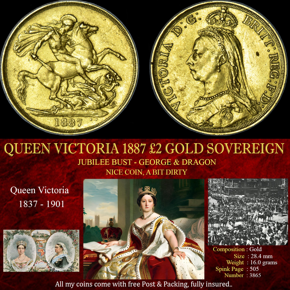 QUEEN VICTORIA 1887 £2 GOLD SOVEREIGN