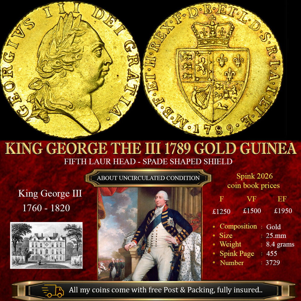 KING GEORGE THE III 1789 GOLD GUINEA