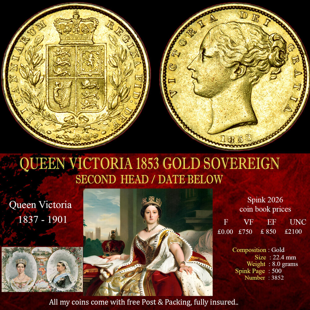 QUEEN VICTORIA 1853 GOLD SOVEREIGN
