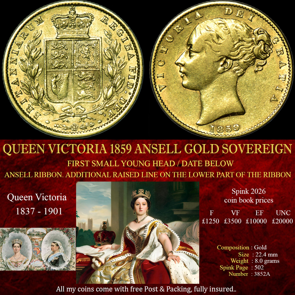 QUEEN VICTORIA 1859 ANSELL GOLD SOVEREIGN
