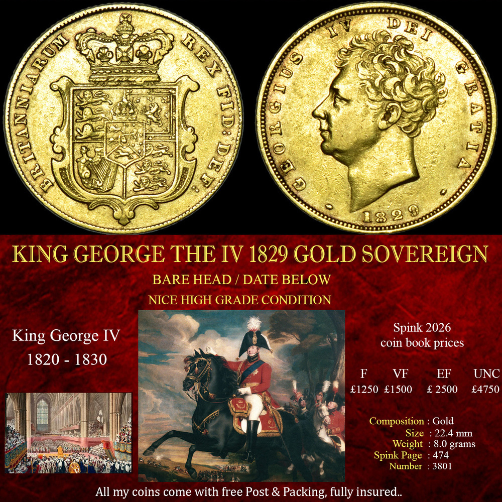 NICE KING GEORGE THE IV 1829 GOLD SOVEREIGN