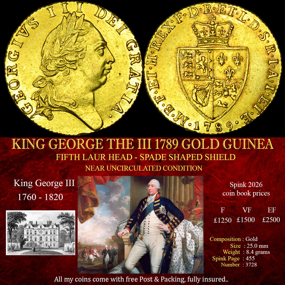 KING GEORGE THE II 1789 GOLD GUINEA
