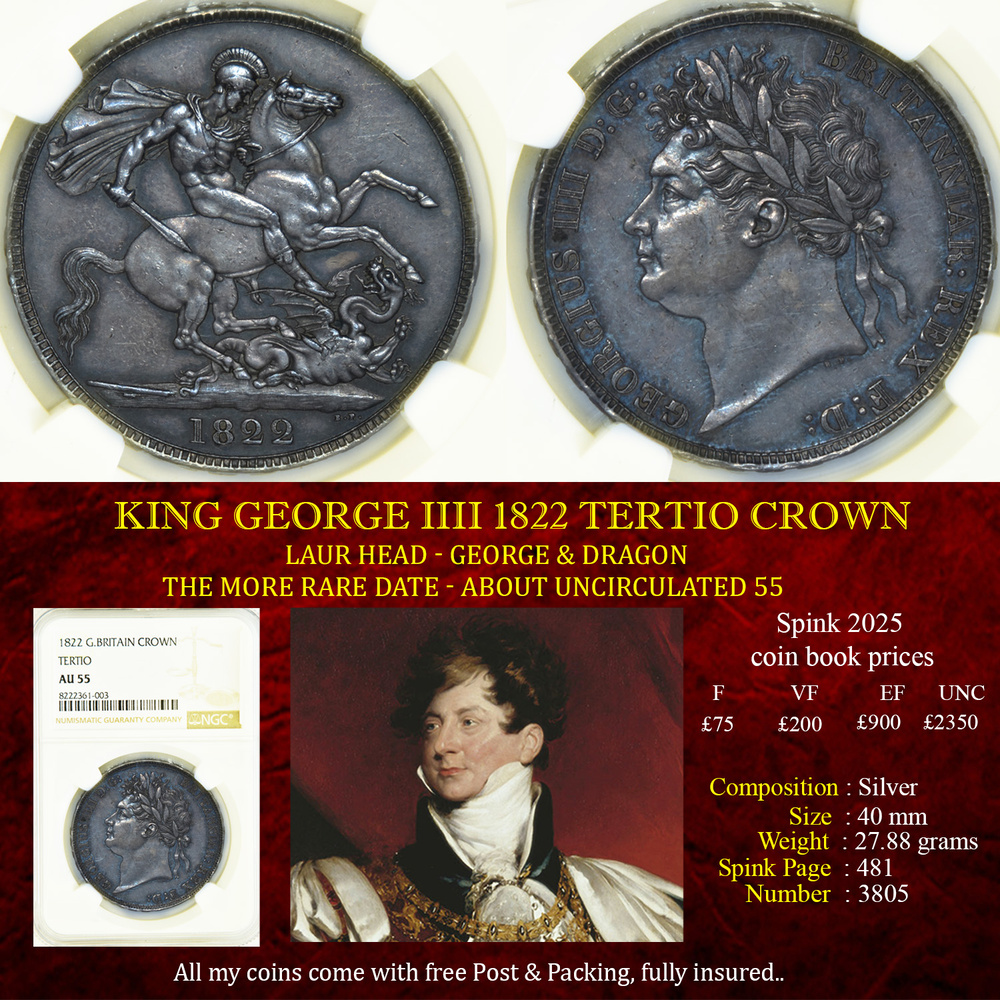 KING GEORGE IIII 1822 SECUNDO CROWN