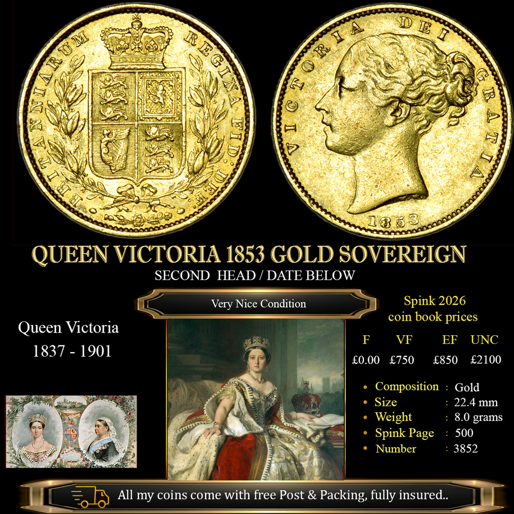 QUEEN VICTORIA 1853 GOLD SOVEREIGN