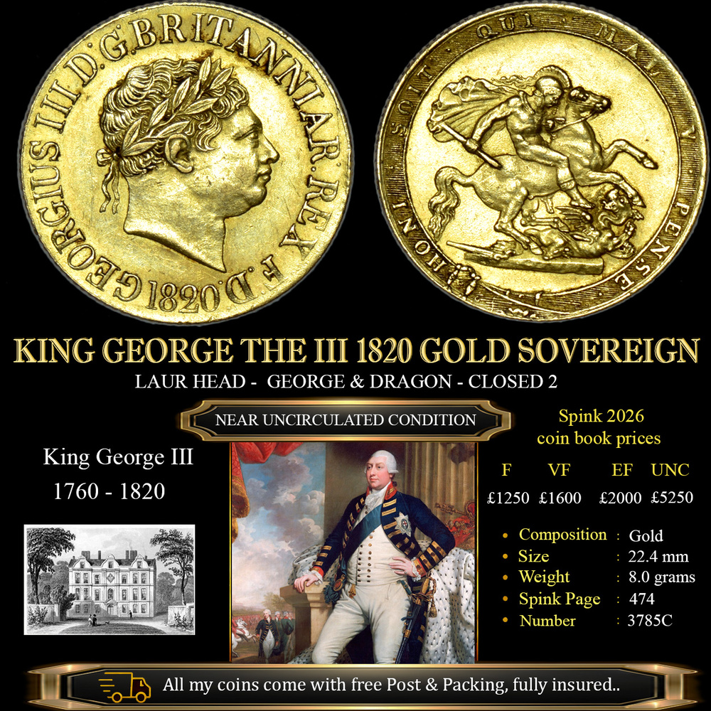 EXCELLENT KING GEORGE THE III 1820 GOLD SOVEREIGN