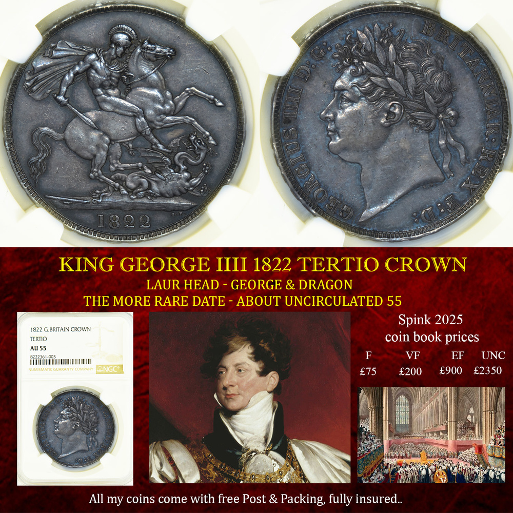 KING GEORGE IIII 1822 SECUNDO CROWN