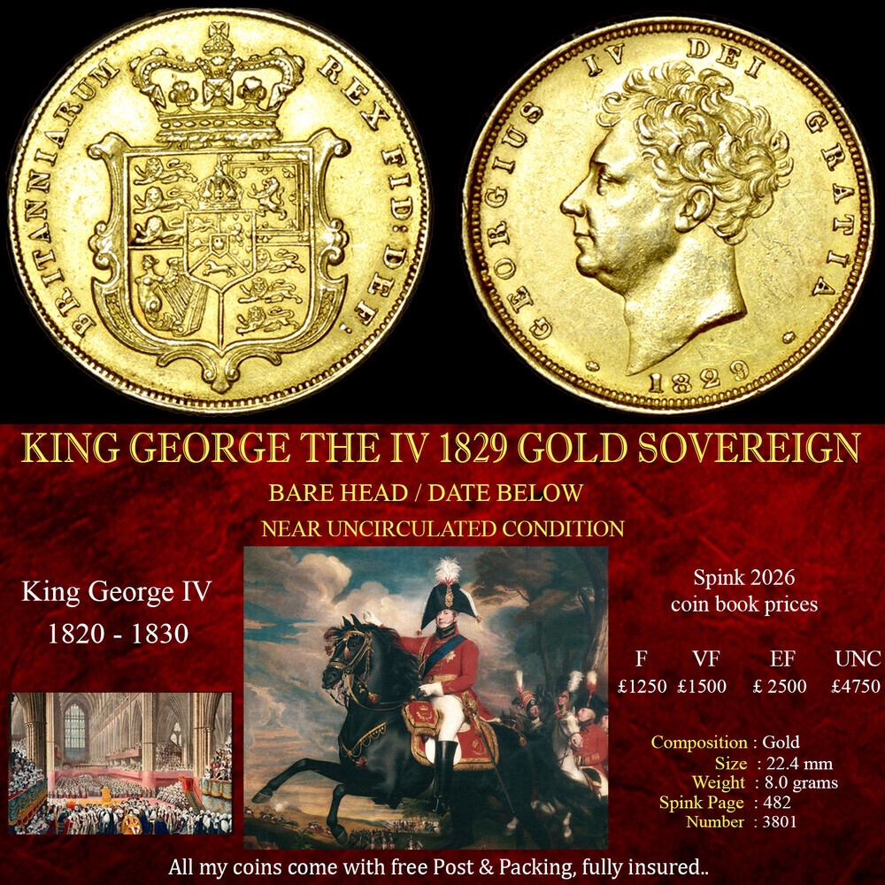 FANTASTIC KING GEORGE THE IIII 1829 GOLD SOVEREIGN