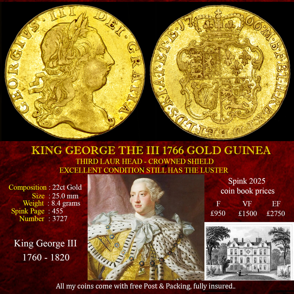 KING GEORGE THE III 1766 GOLD GUINEA