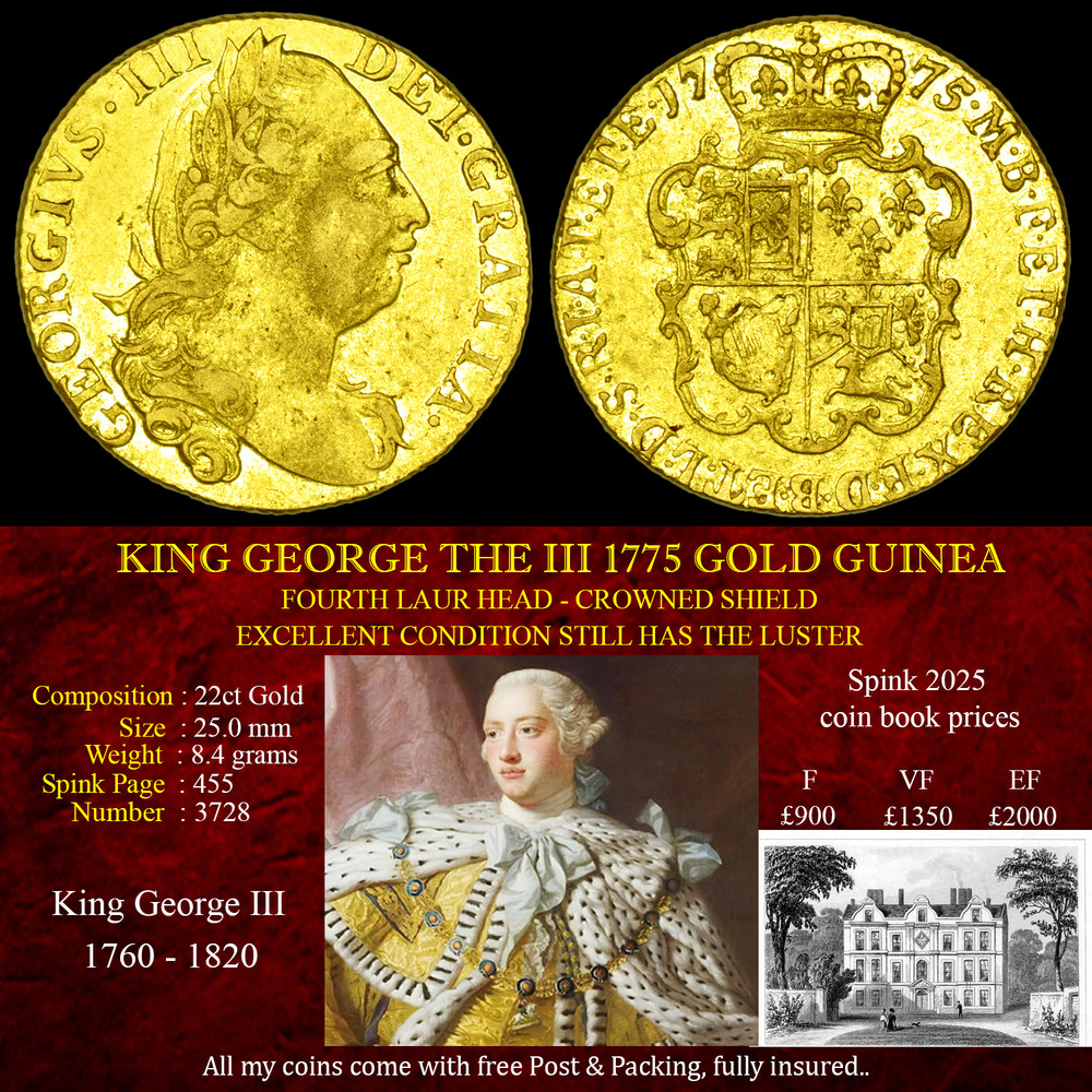KING GEORGE THE III 1775 GOLD GUINEA