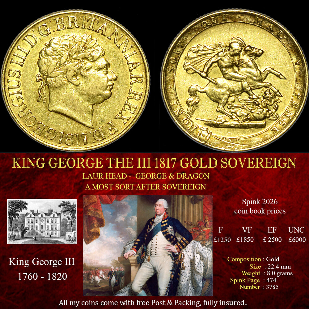 NICE KING GEORGE THE III 1817 GOLD SOVEREIGN