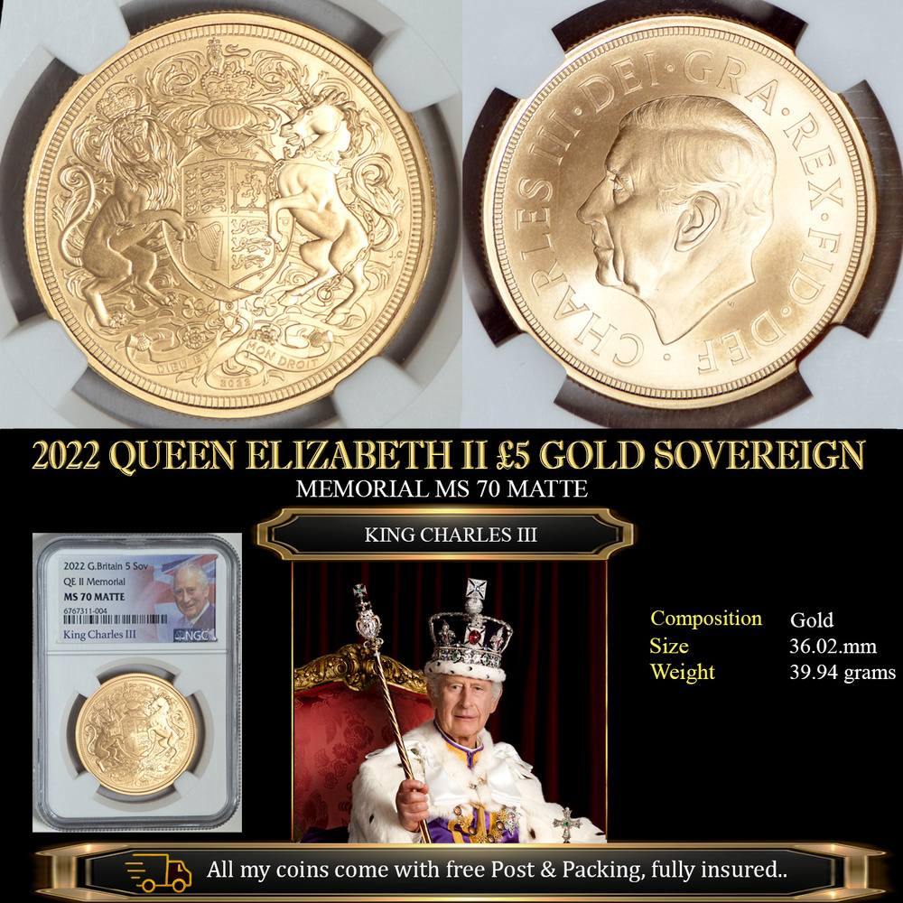 2022 QUEEN ELIZABETH II MEMORIAL £5 GOLD SOVEREIGN