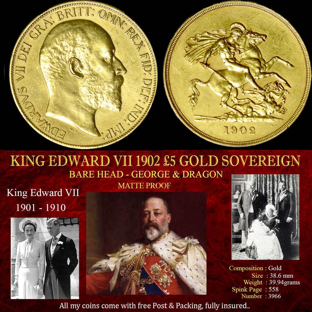 KING EDWARD VII 1902 5 GOLD SOVEREIGN