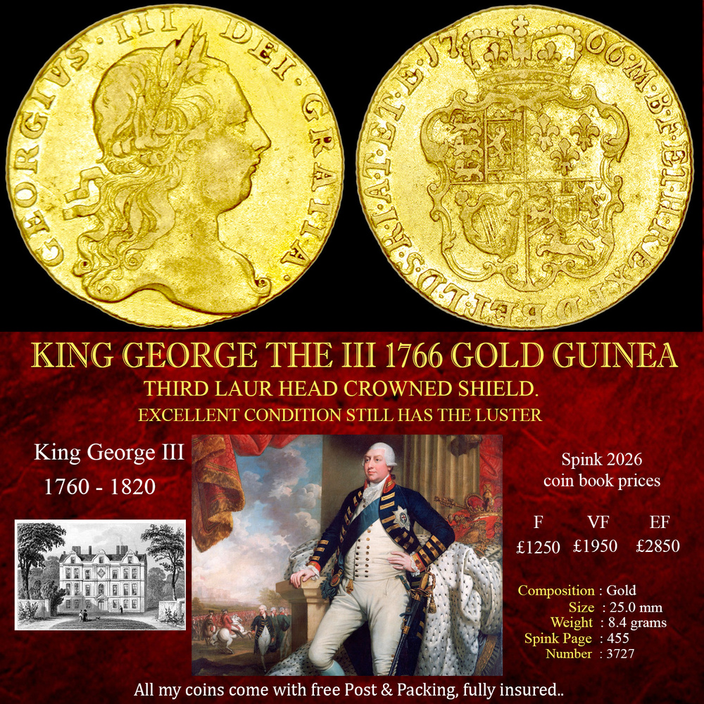 KING GEORGE THE II 1766 GOLD GUINEA