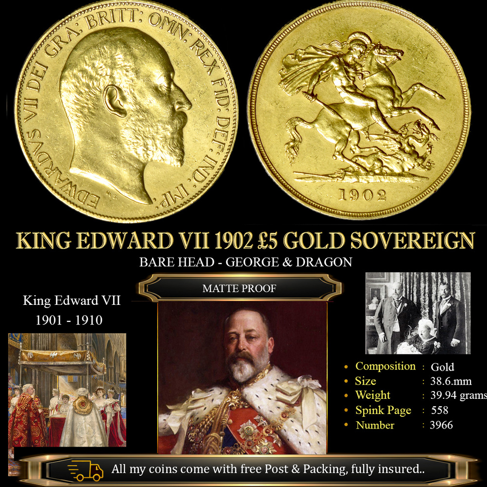 KING EDWARD VII 1902 5 GOLD SOVEREIGN