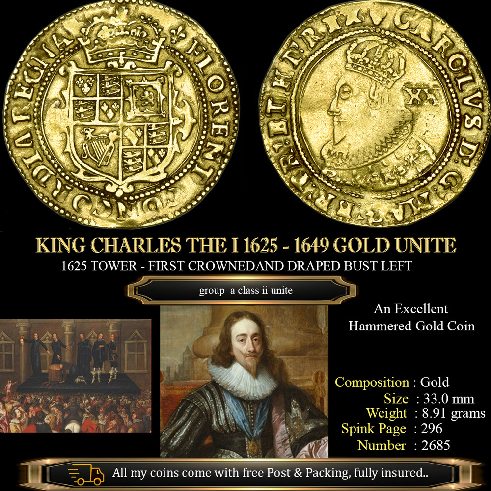 KING CHARLES THE I 1625 - 1642 GOLD UNITE