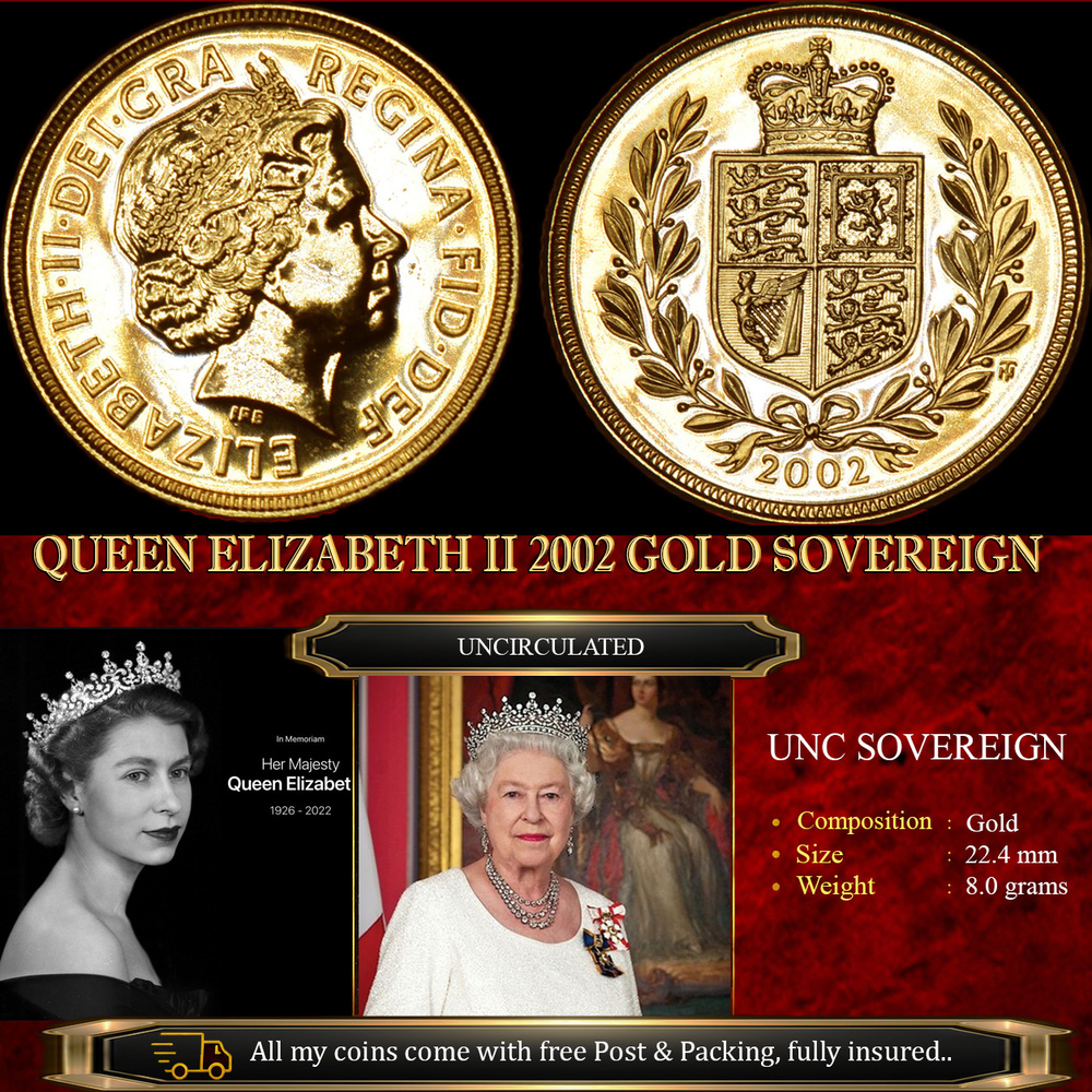 QUEEN ELIZABETH II 2002 GOLD SOVEREIGN