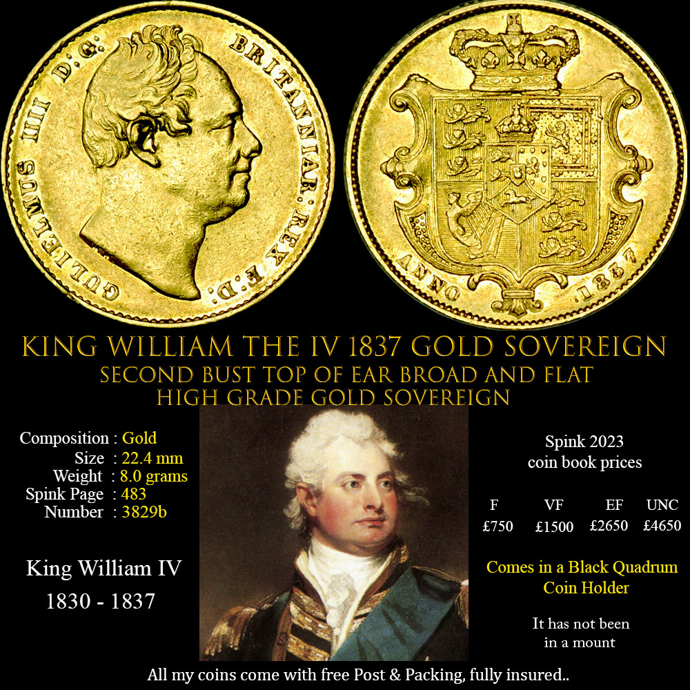 KING WILLIAM THE IV 1837 GOLD SOVEREIGN