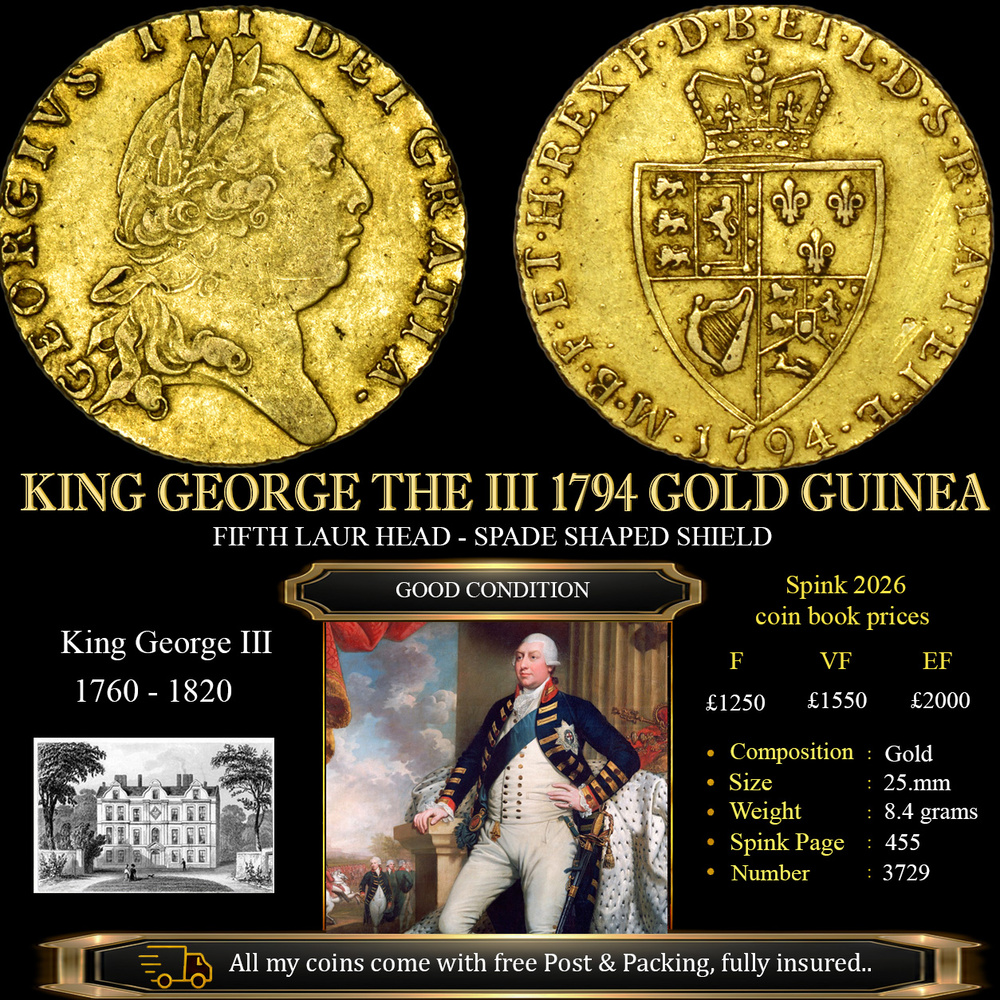 KING GEORGE THE III 1794 GOLD GUINEA