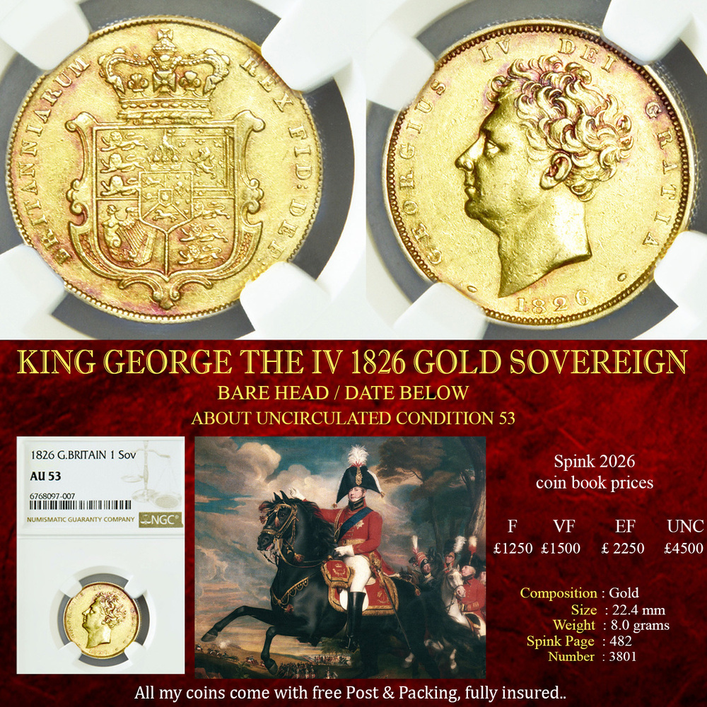 BETTER KING GEORGE THE IV 1826 GOLD SOVEREIGN