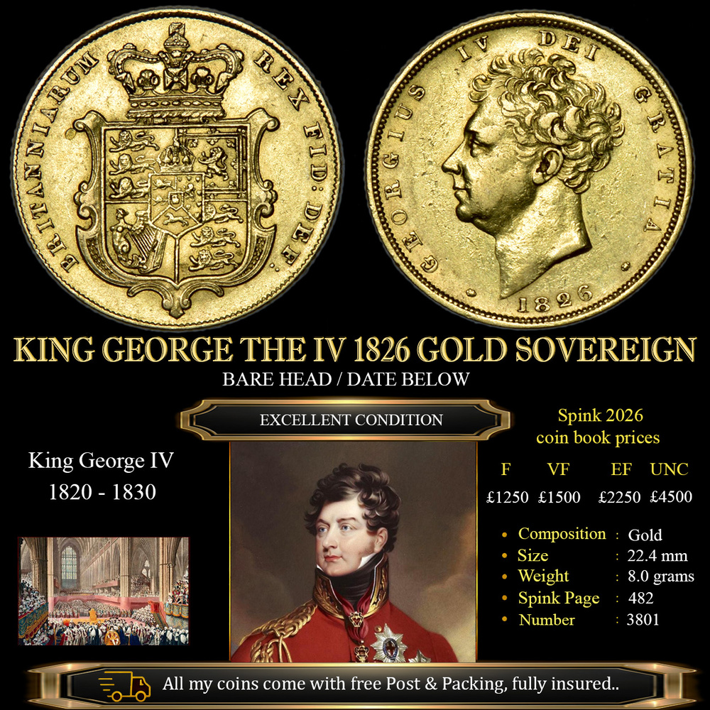 KING GEORGE THE IV 1826 GOLD SOVEREIGN