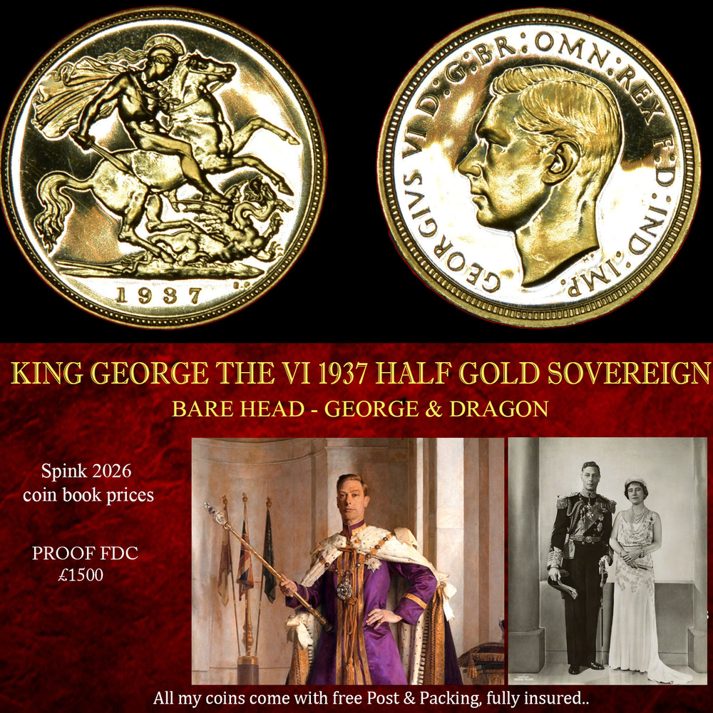 EXCELLENT KING GEORGE THE VI 1937 HALF GOLD SOVEREIGN