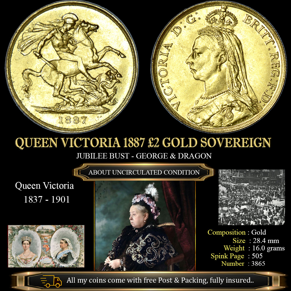 SUPERB QUEEN VICTORIA 1887 2 GOLD SOVEREIGN