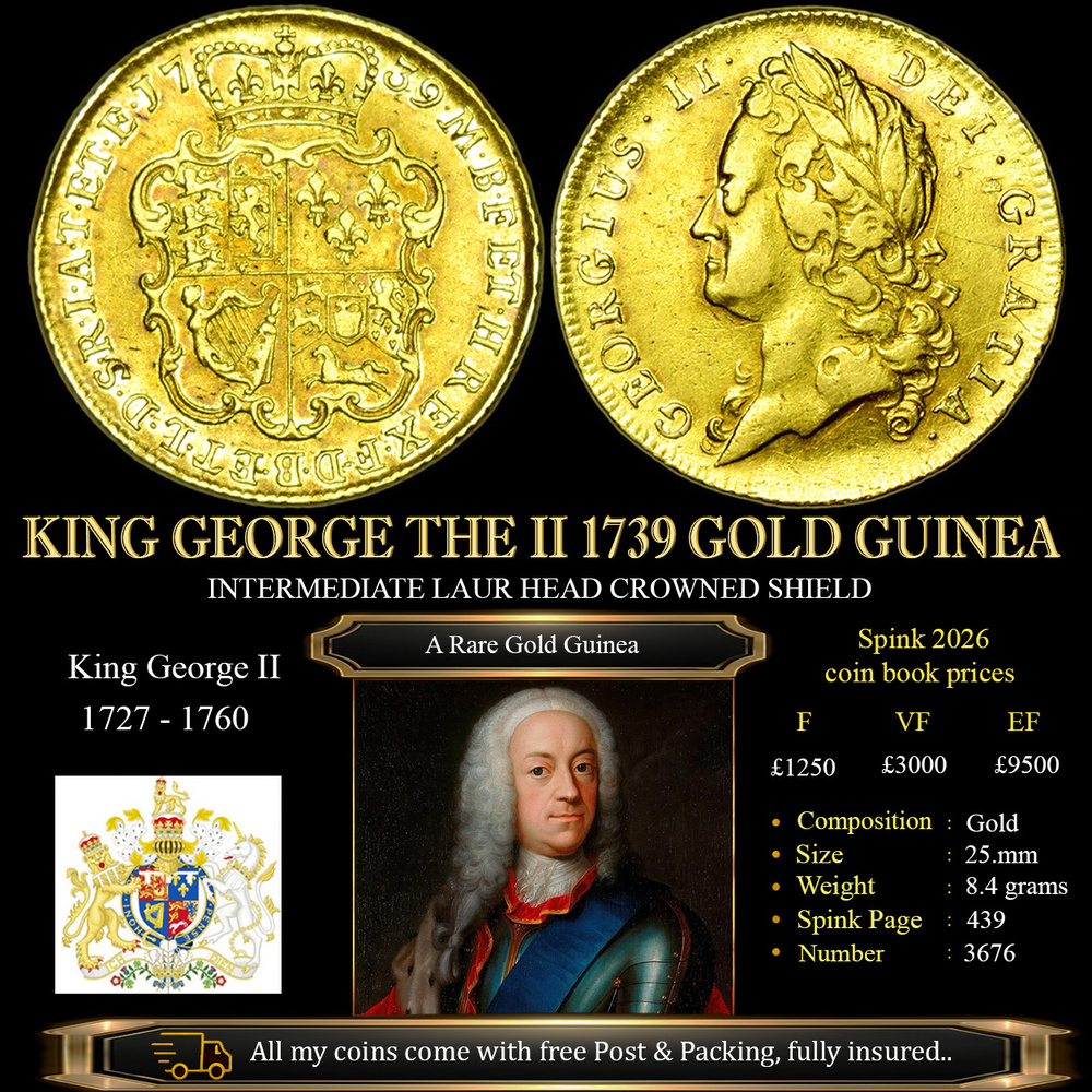 KING GEORGE THE II 1739 GOLD GUINEA