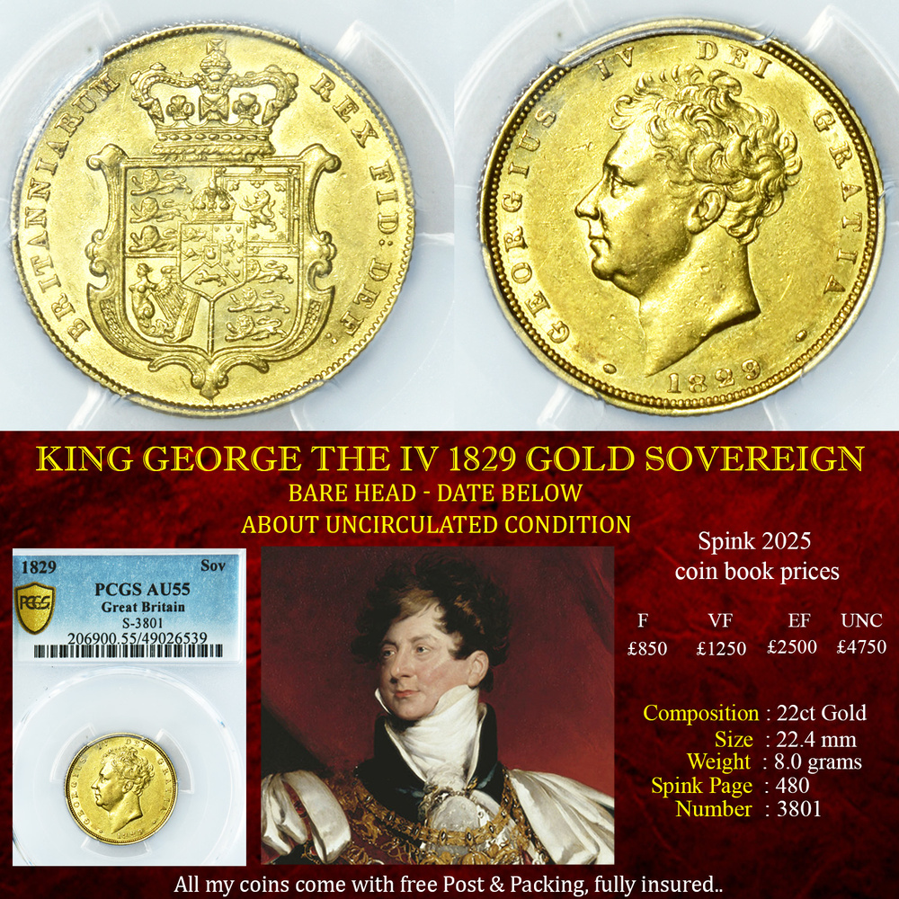 KING GEORGE THE IV 1829 GOLD SOVEREIGN
