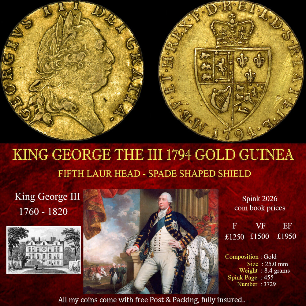 KING GEORGE THE III 1794 GOLD GUINEA