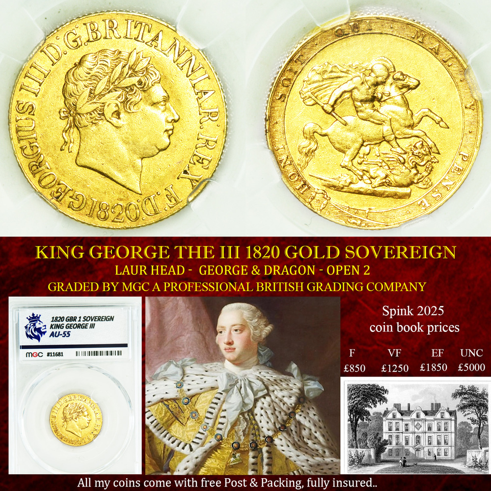 KING GEORGE THE III 1820 GOLD SOVEREIGN AU55