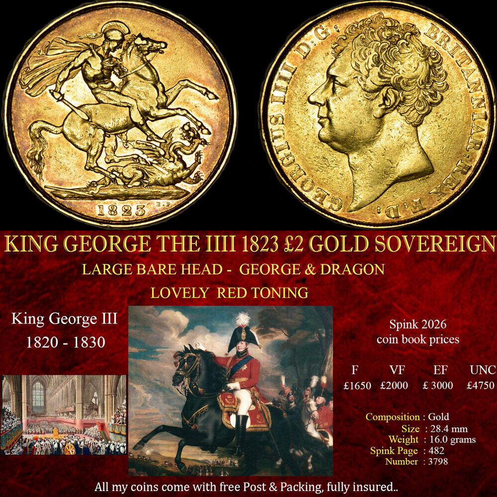 KING GEORGE THE IIII 1823 £2 GOLD SOVEREIGN