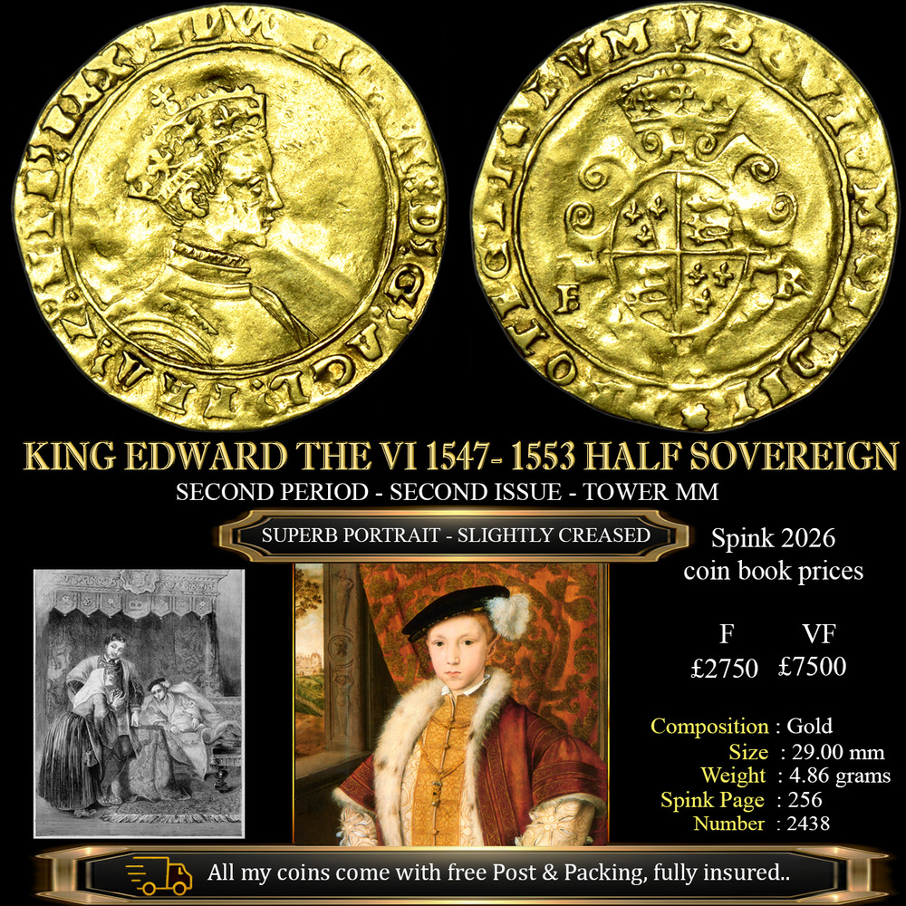KING EDWARD THE VI 1547- 1553 HALF SOVEREIGN