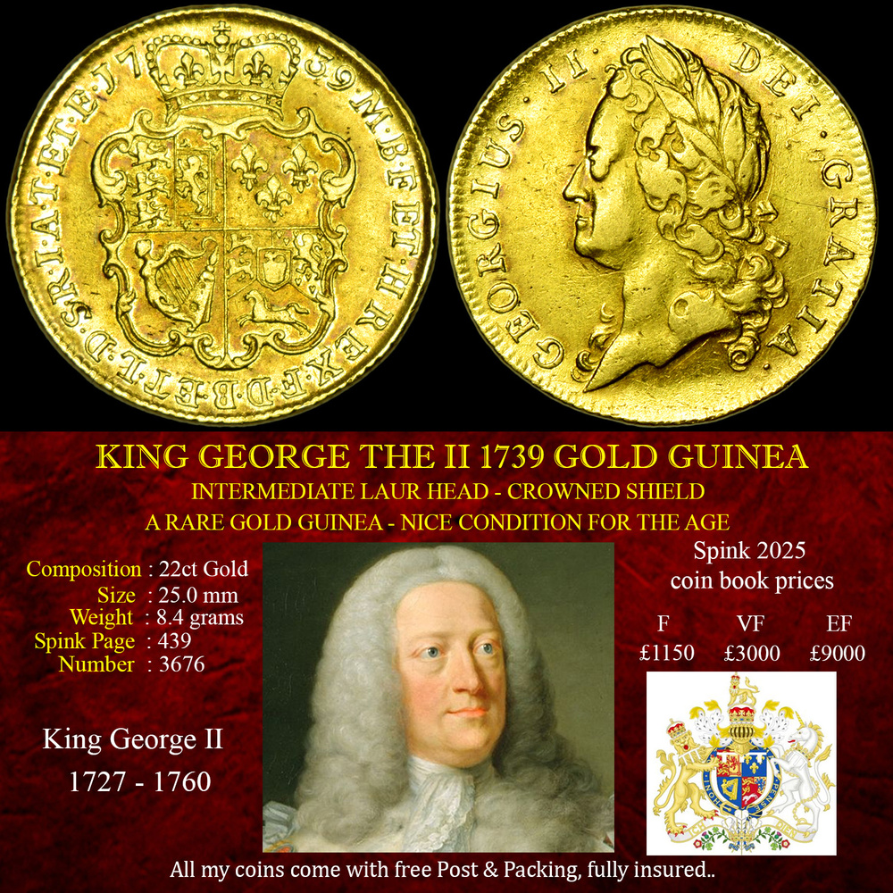 KING GEORGE THE II 1739 GOLD GUINEA