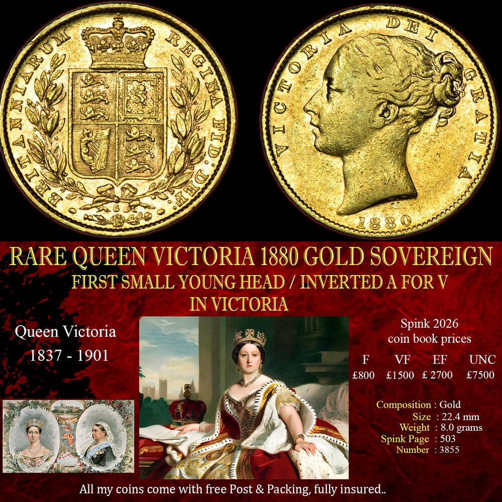 QUEEN VICTORIA 1880 GOLD SOVEREIGN A FOR V