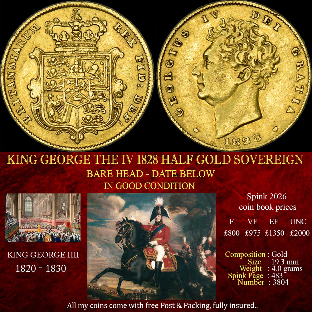 KING GEORGE THE IV 1828 HALF GOLD SOVEREIGN