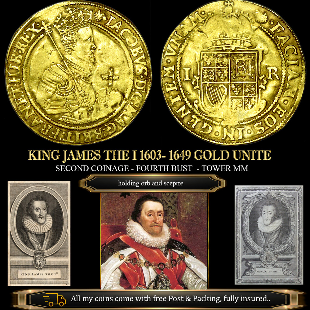 EXCELLENT KING JAMES THE I 1603- 1649 GOLD UNITE £4250.00